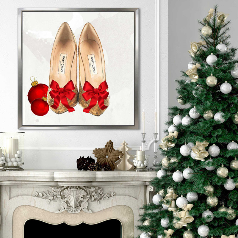 Christmas Holiday Heels (Square) par By Jodi - impression, H 21,5 po x l 21,5 po x P 2 po, Cadre flottant argent