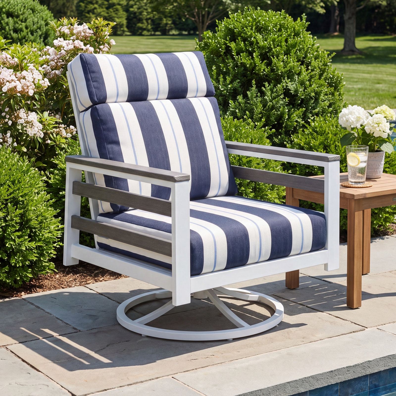 Townsend Sunbrella® Swivel Patio Lounge Chair, Coastal Gray