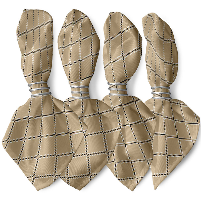 Lateasa Polyester Geometric Square Napkin, Taupe