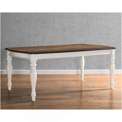 Belleza French Country Dining Table, Antique White And Weathered Oak Finish