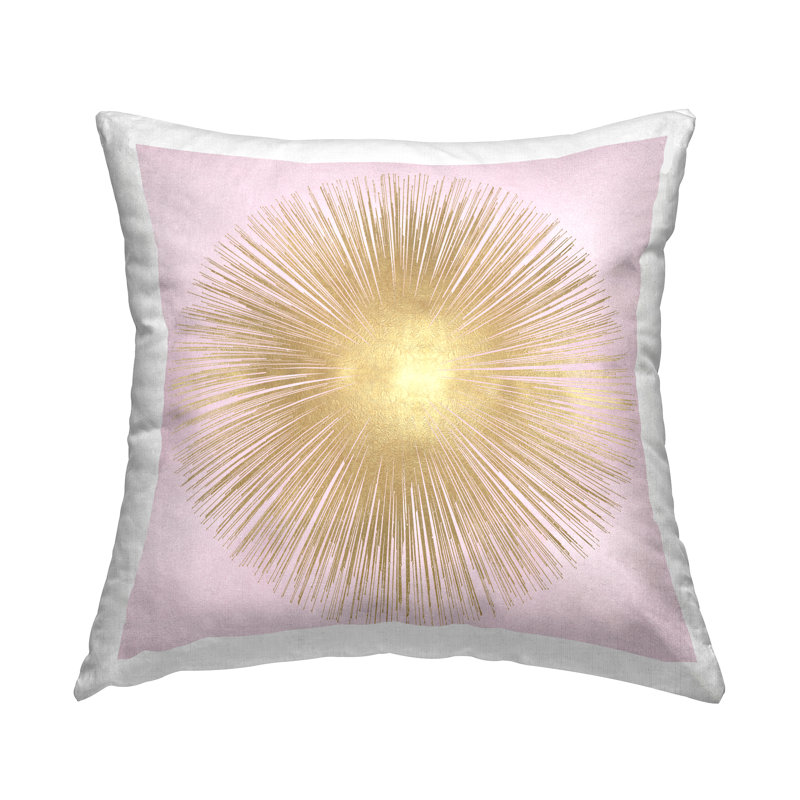Coussin Minimal Abstract Glam Sunburst Lines Over Pink
