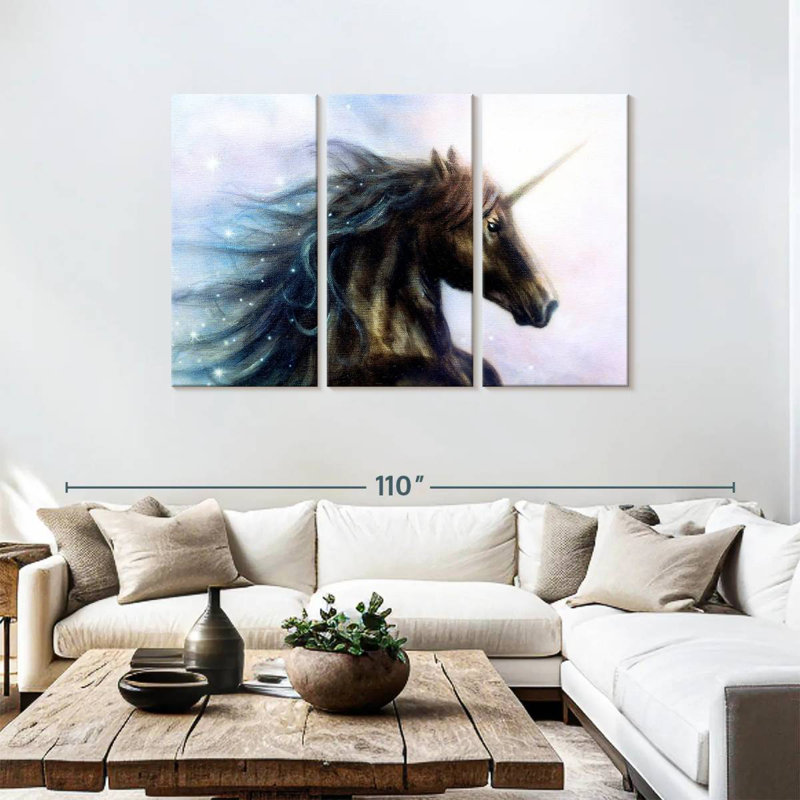 Kelan Black Unicorn, 48" H x 74" W