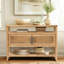 Console avec 2 portes en canne naturelle - rangement pour porte d'entrée d'aspect amande grillée