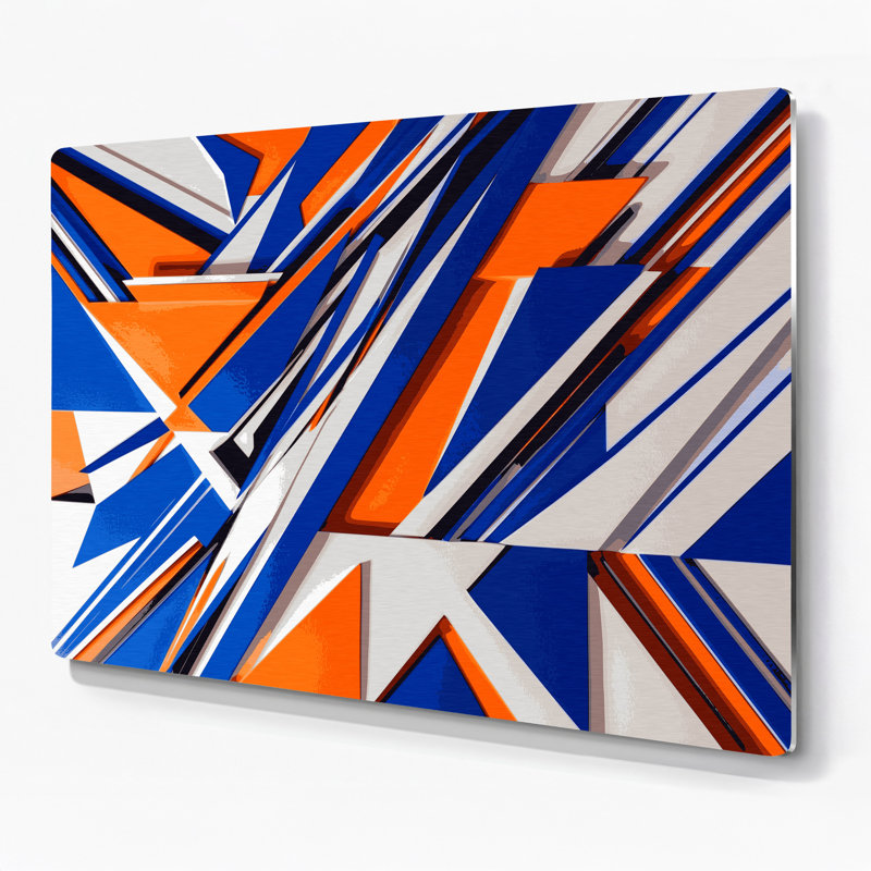 «Geometric Abstraction 9», art mural en métal bleu, H 20 po x l 30 po