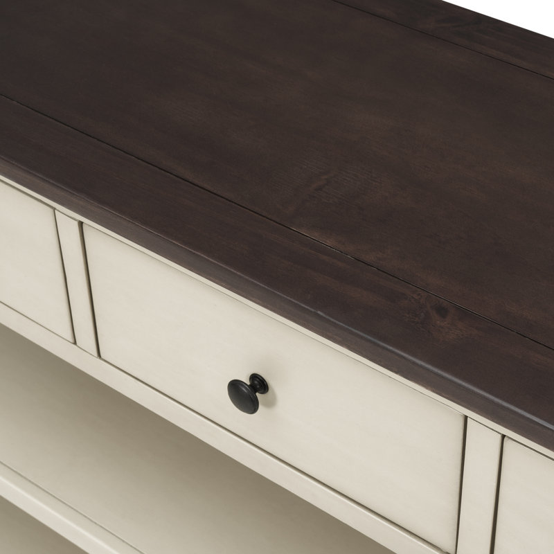 Console rétro avec deux tablettes ouvertes, Beige, Brun