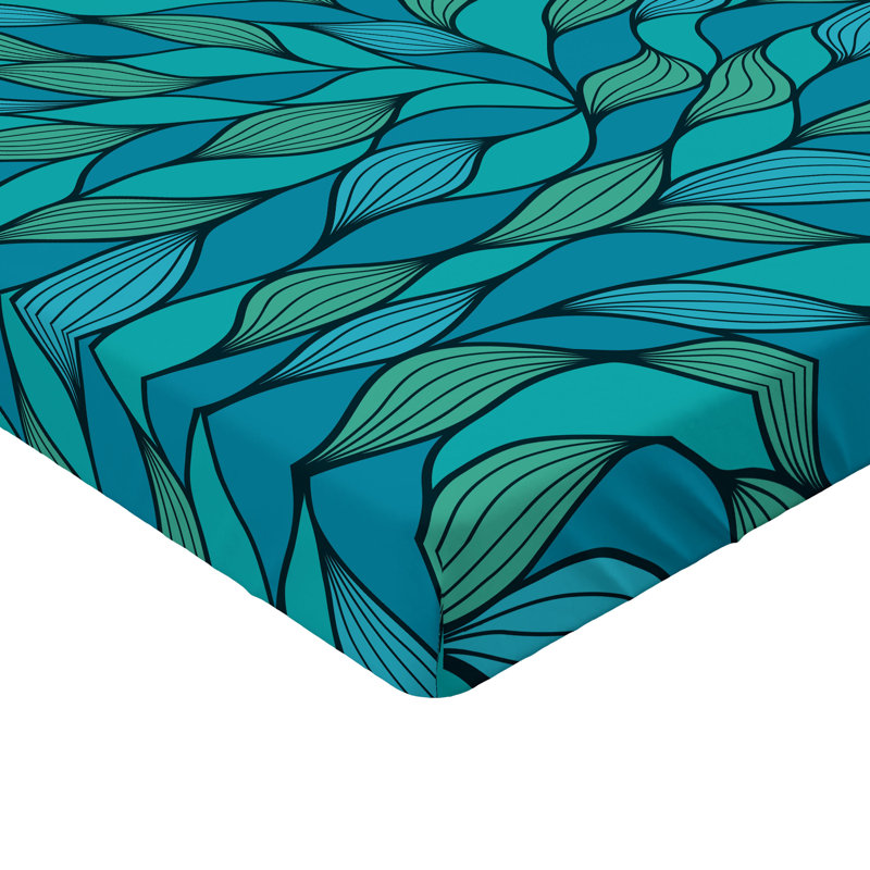 Drap-housse orange Ambesonne, Menthe / vert / bleu floral, Drap-housse très grand californien