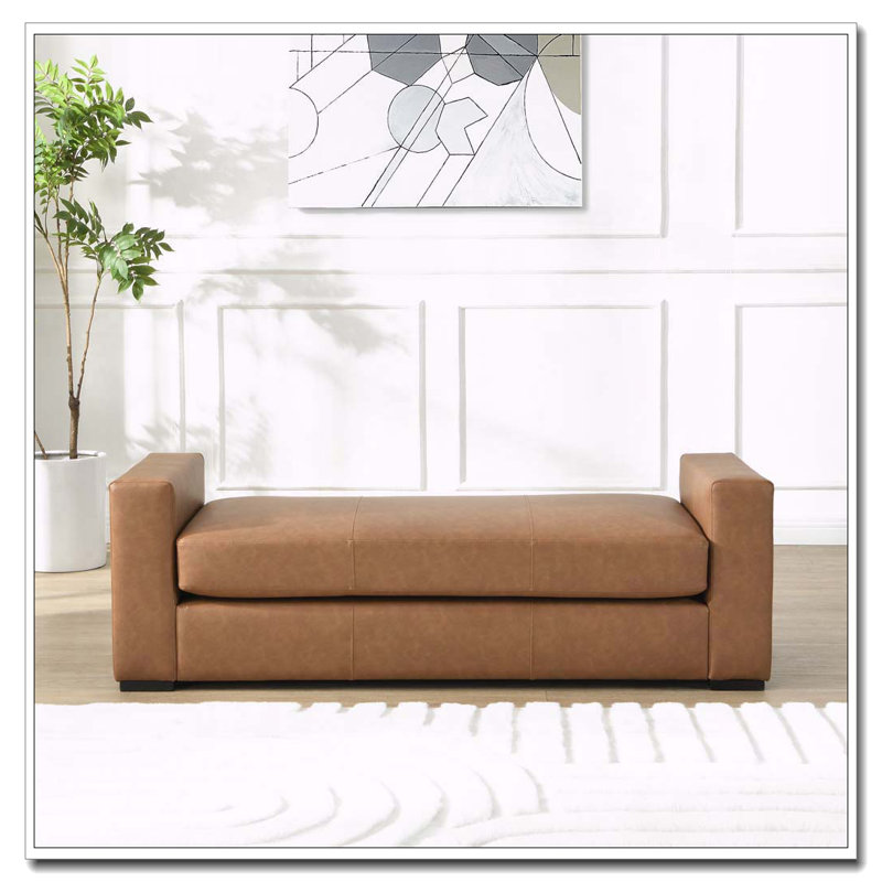 Repose-pieds durable en similicuir brun