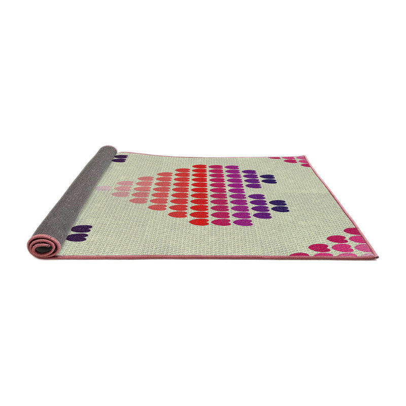 Tapis rose/beige à motifs/bleu marine Pulli, Carré 3 pi