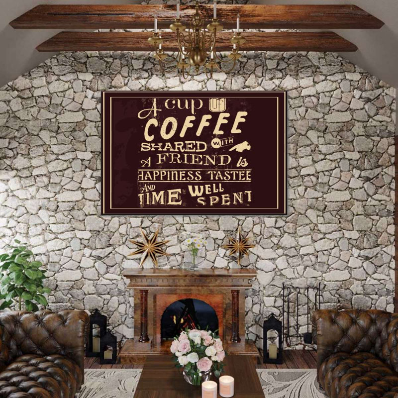 «Cafe Quotes Coffee With Friends» sur toile, H 8 po x l 12 po x P 1 po