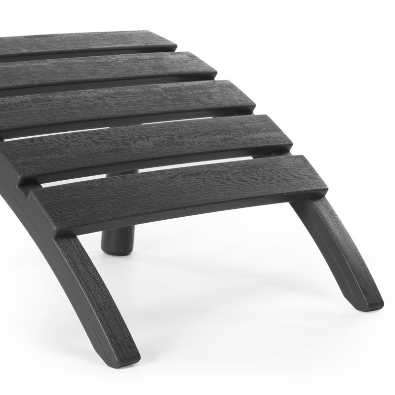 Outdoor Poly Adirondack Chair With Ottoman, Gray