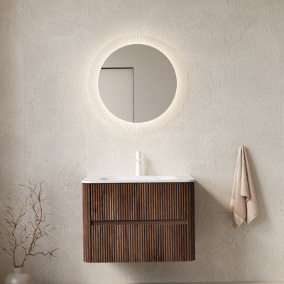 Meuble-lavabo mural flottant avec lavabo et rangement, avec deux tiroirs, lavabo sans couture et installation facile