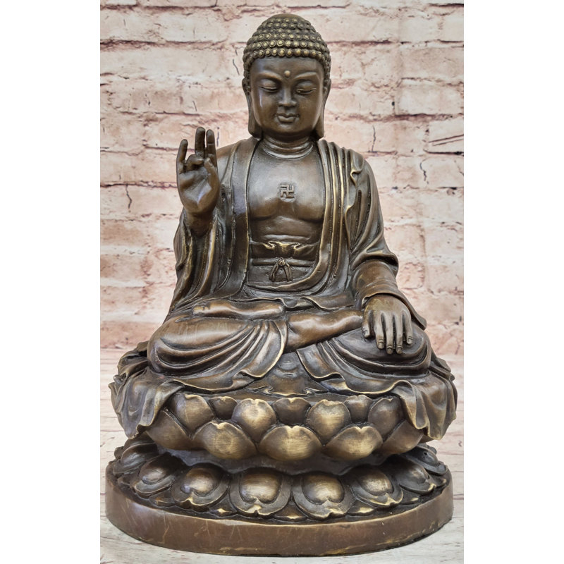 Statue de sculpture en bronze du Bouddha Shakyamuni méditant
