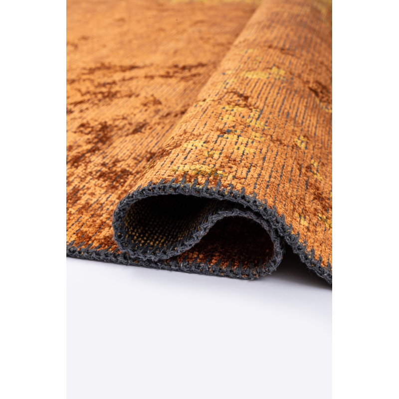 Orange/Brown Abstract Luxury Area Rug, Rectangle 7'10" x 9'10"