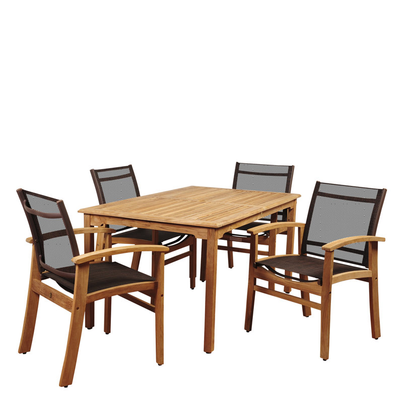 Rija 4 - Person Teak Patio Dining Set with Rectangular Table