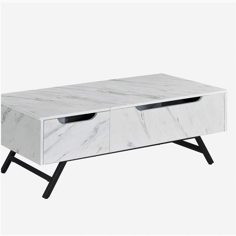 Table basse blanche avec surface de levage, Blanc