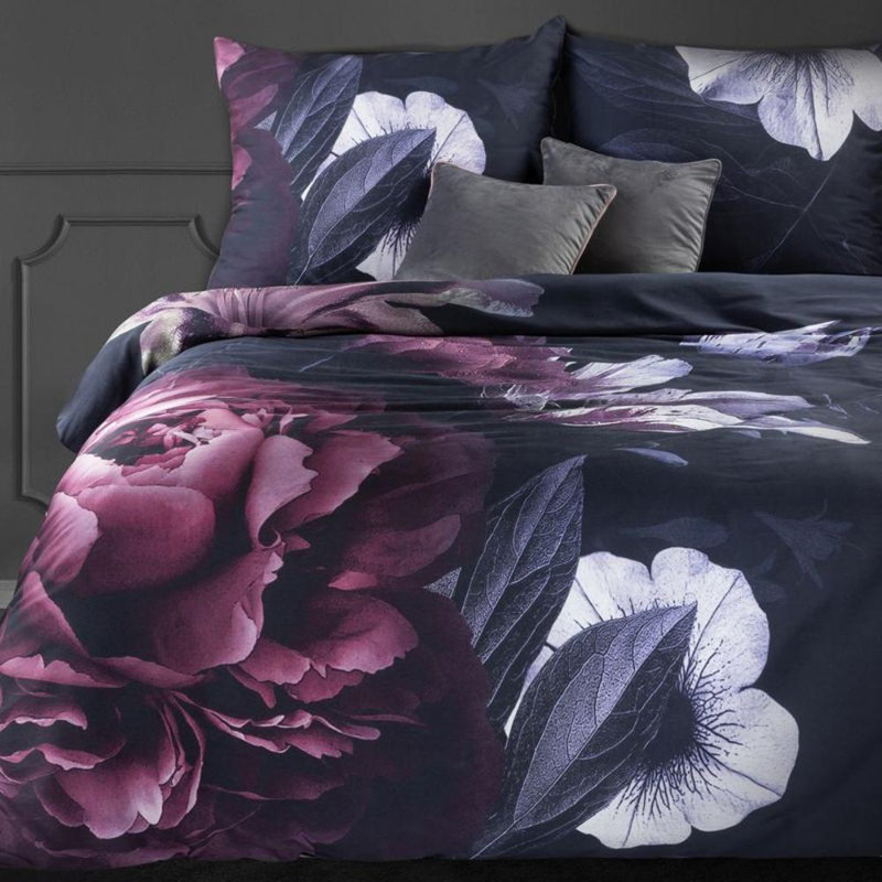 Genivieve Black/Purple/White, 200 x 220cm - 2 Standard Pillowcases