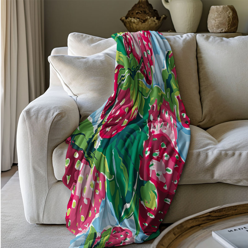 Motif de balise maritime - 1 pièce Sherpa Premium, L 50 po x L 60 po, Motifs de fruits tendance