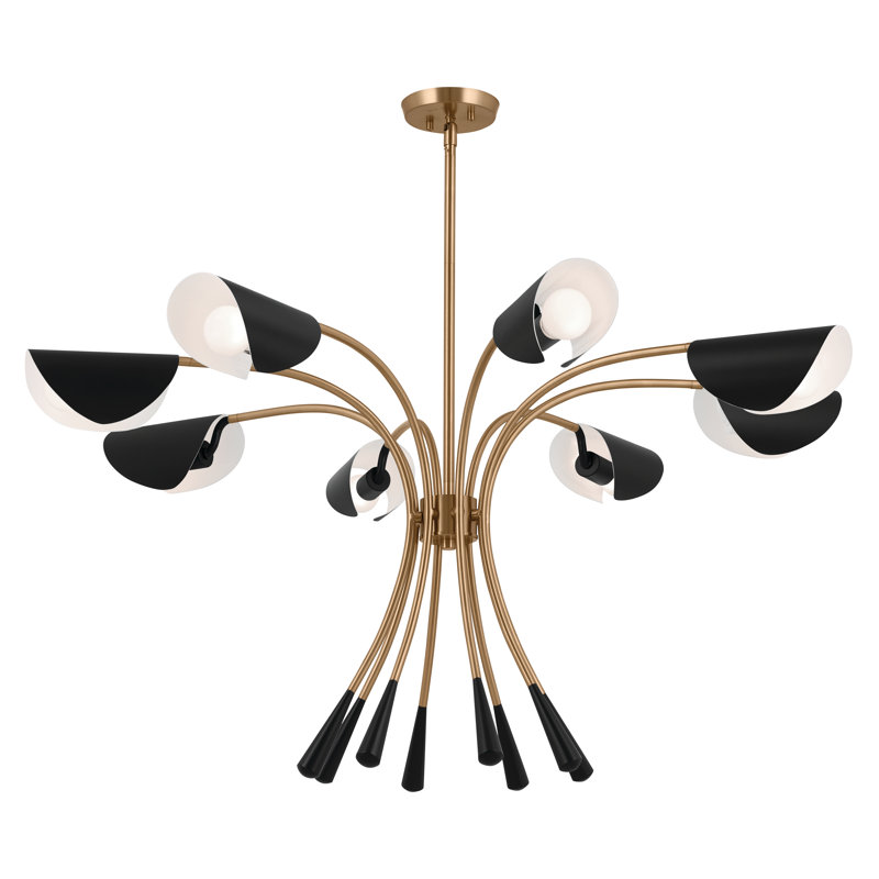 Lustre classique à 8 lumières Kryska, Bronze champagne, Noir