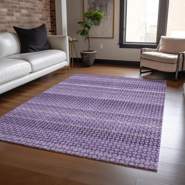 Machine Washable Indoor/Outdoor Christain ACN1423 Lavender Rug