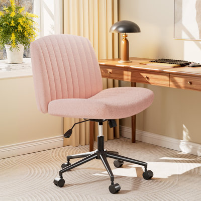Avicia 26" Wide Seat Criss Cross Legged Office Chair, Armless Office Desk Chair With Wheels by Ebern Designs