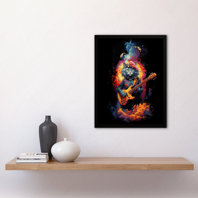 Smelly Cat With Guitar Conceptual - Single Picture Frame Print
