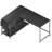 Modern L-Shaped Desk with Storage. Corner Computer Desk with Shelves, Drawers & Fabric Organizer for Home or Office, Black