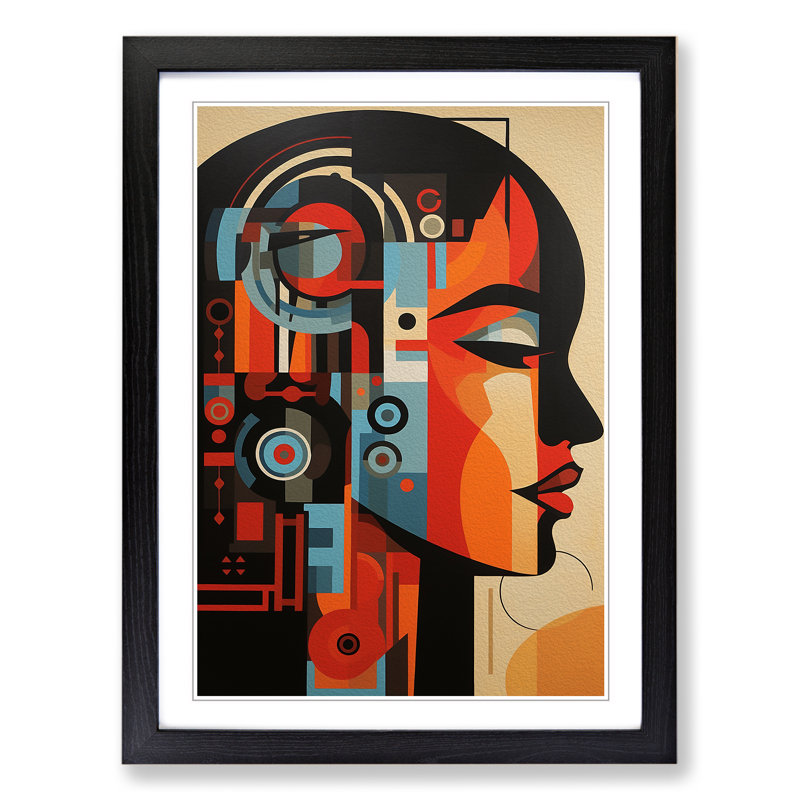 Indian Woman Constructivism No.3 - Framed Print, 46cm H x 34cm W x 2cm D, Black 