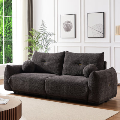 Gray 2 Lamb's Wool . Suitable For Living Room, Bedroom And Casual Spots. Mid-Century Modern, Comfortable . High Foam Filler, Hardwood Frame. Ergonomic Seat Cushion Multiple Spaces. With 2 Cushions &