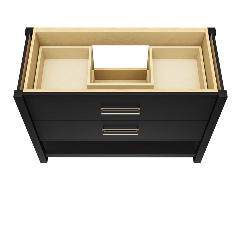 Kiawah Two-Drawer Single Bath Vanity, Noir, Satin Nickel, 48"