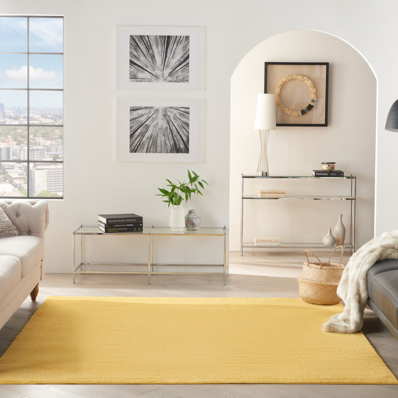 Tapis intérieur / extérieur jaune Nourison Essentials, Carré 9 pi