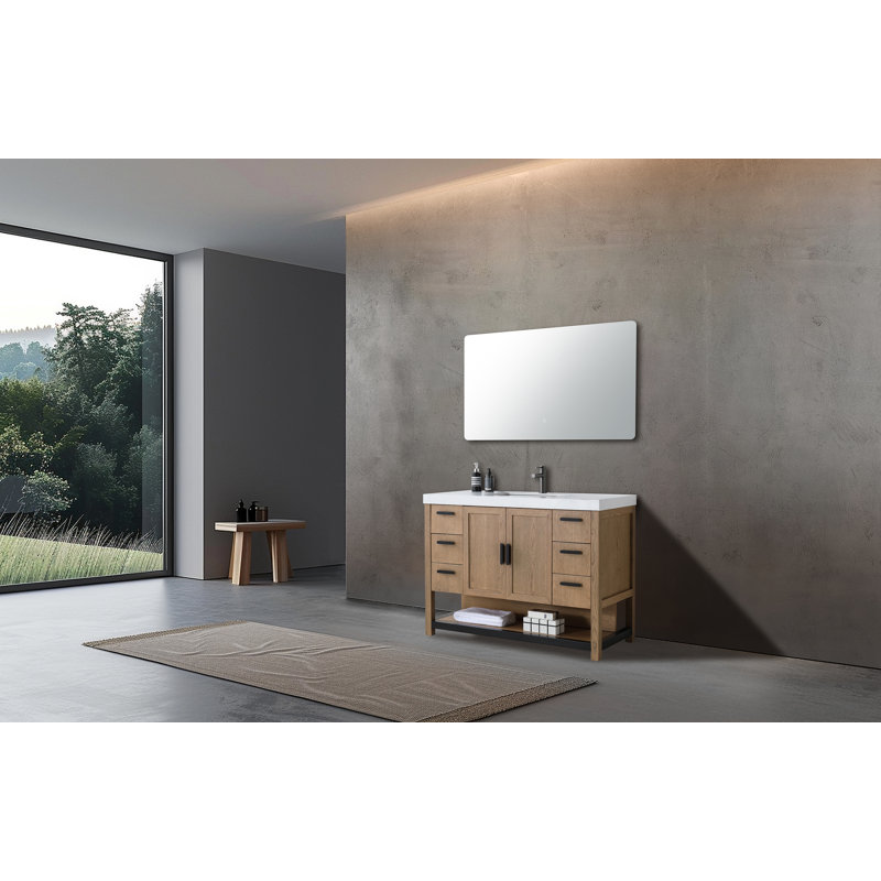 Meuble-lavabo de 48 po Willard Willard, Chêne pacane, Blanc