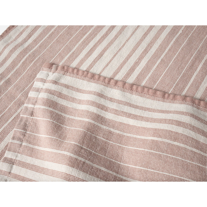 Sycamore Organic Cotton Linen Bath Towel 27"X54" Flax W/Praline, Alpine White/Pacific Blue