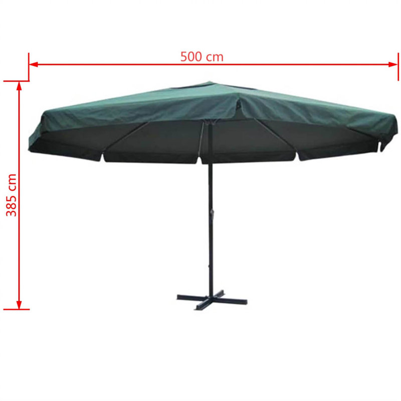 Saniyah 500 cm W X 500 cm D Octagonal Market Parasol with Crank Lift, Green