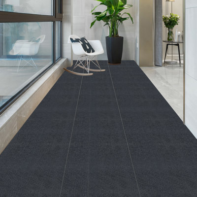 Non Slip Carpet Stair Runner 20ft x 27.56in Smoky Grey Striped Stair Cover with TPR Backing Cuttable Indoor Hallway Floor Protector for Stairs Entryway