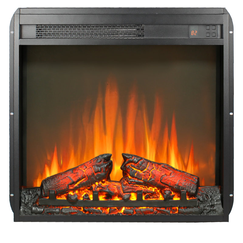 23" Electric Fireplace Insert - Ultra Thin Wall Heater With Realistic Log Flame, Remote Control & Timer, Overheating Protection