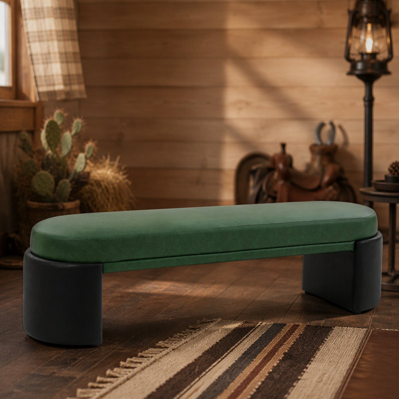 Faux Leather Upholstered Bench, H 18,31 po x L 62,83 po x P 16,93 po