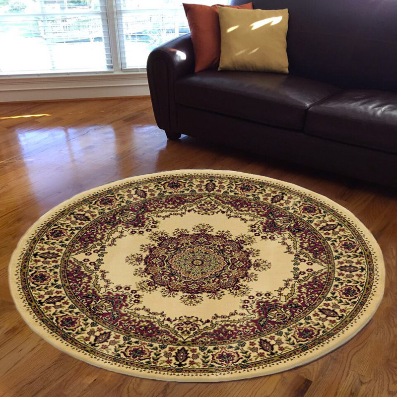 Tapis de zone ivoire Rufina, Rond 5 pi 3 po