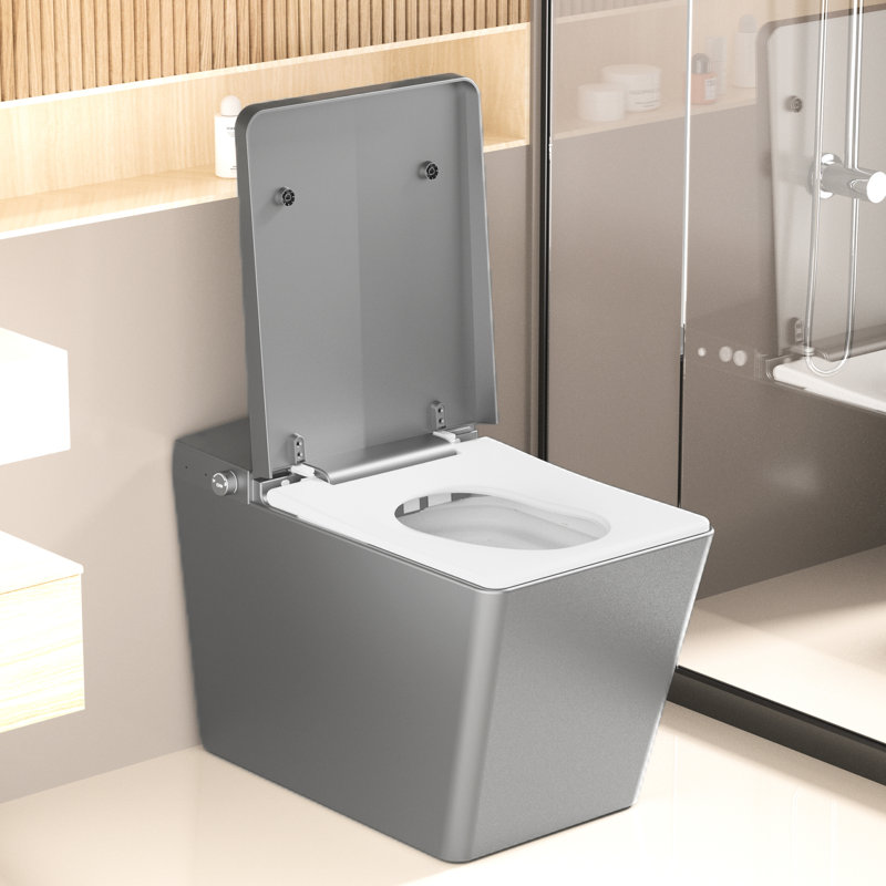 Toilette intelligente avec réservoir intégré, capteur de pied, chasse d'eau automatique, eau chaude instantanée, siège chauffant, mémoire de l'utilisateur, télécommande de luxe Night Square, température de l'eau du bidet à 3 niveaux, nettoyage multiple
