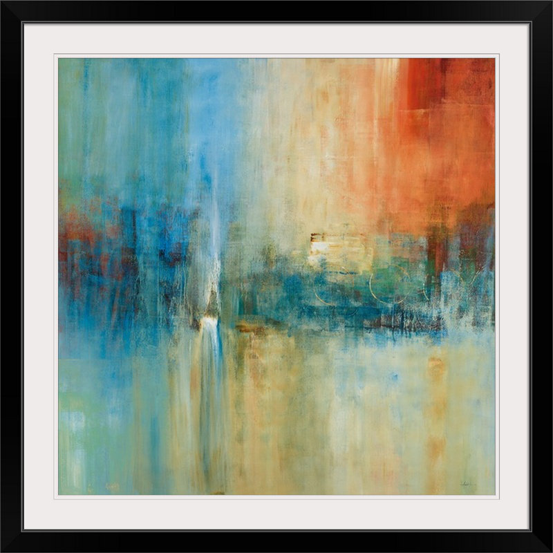 Benambra " Blue Cascade " by Simon Addyman, 38" H x 38" W x 1" D, Black Framed