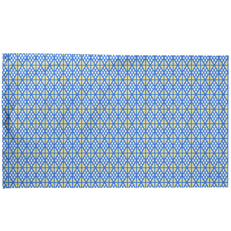 Serviette de thé diamants, Bleu / Jaune, Polyester sergé