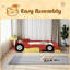 Lit plateforme simple en forme de voiture de course avec roues,-1072123091