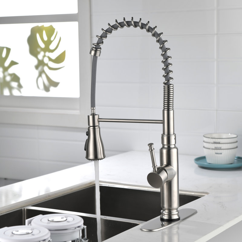 Robinet de cuisine tactile avec douchette extractible, Nickel brossé