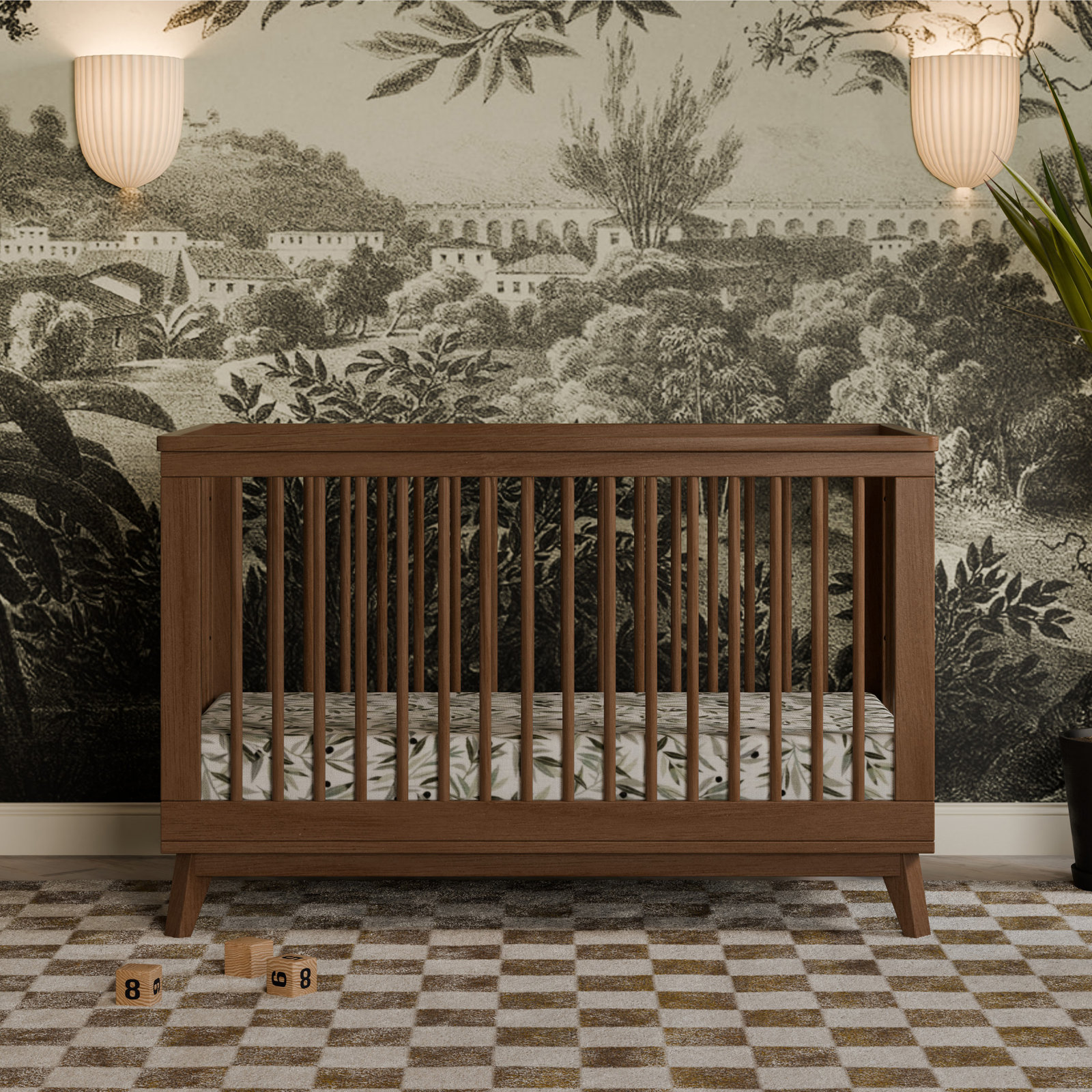 Scoot Pine 3-in-1 Convertible Crib, Natural Walnut