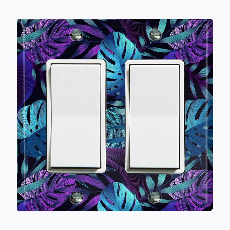 Plaque de prise de courant en métal (Jungle Leaves - Double Rocker)
