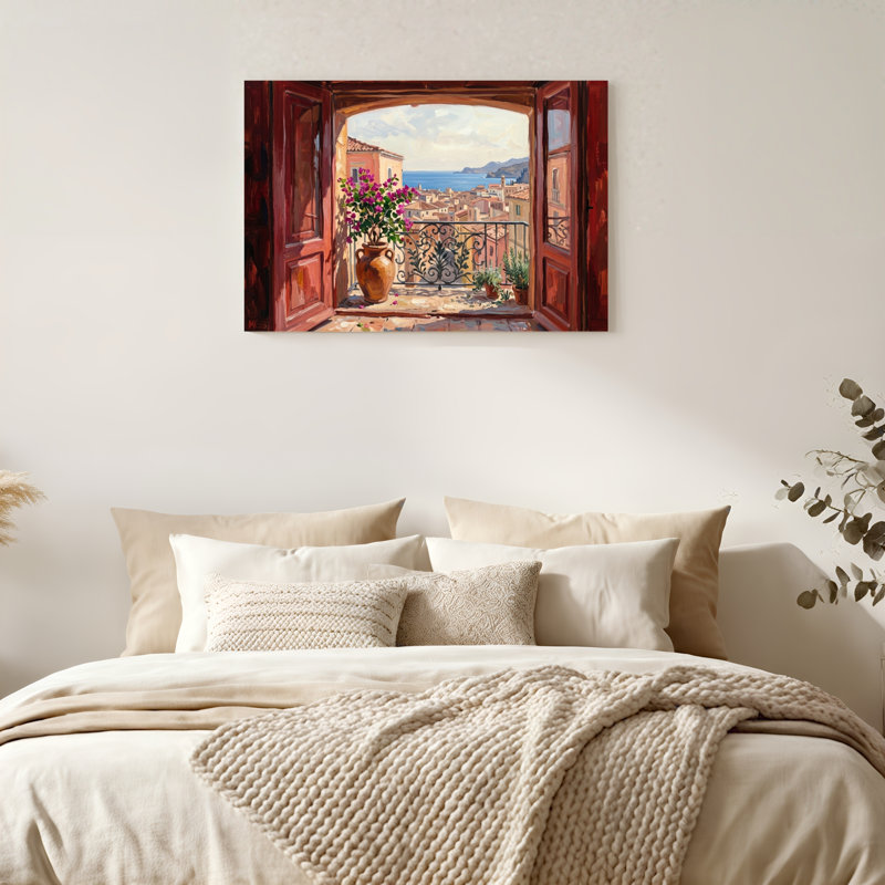 Art mural en toile Gallery Wrap pour le salon, la chambre à coucher, le bureau ou le vestibule - Décoration murale décorative avec vue sur la fenêtre