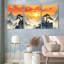 Tableau sur toile tendue représentant un paysage de montagne au coucher du soleil (lot de 3)-118681176