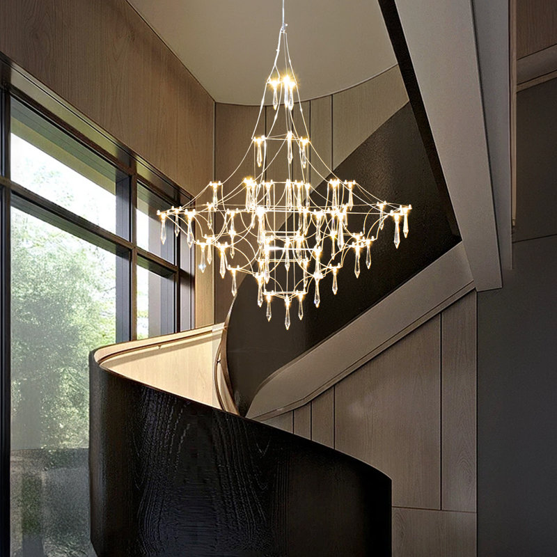 Lustre en cristal 66 lumières DEL, Argent