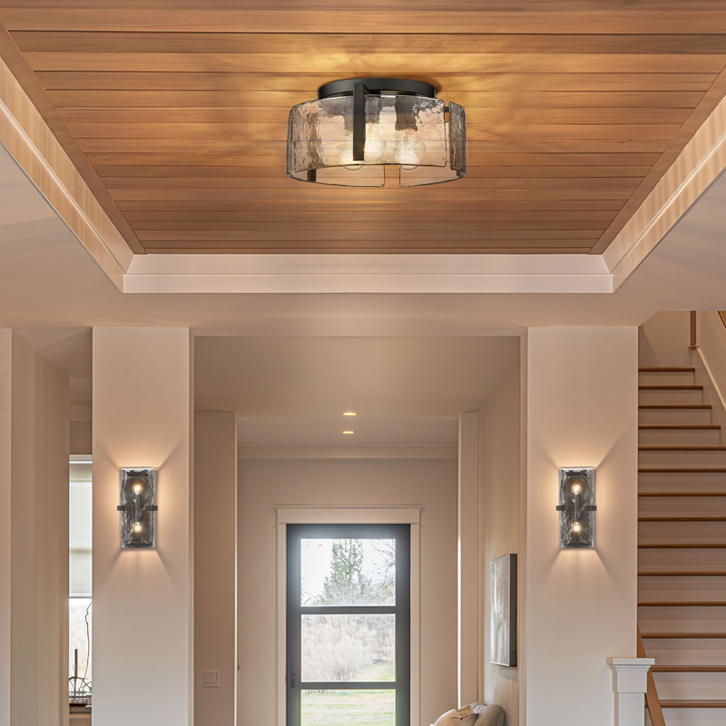 Kourtney Glass Flush Mount, Matte Black