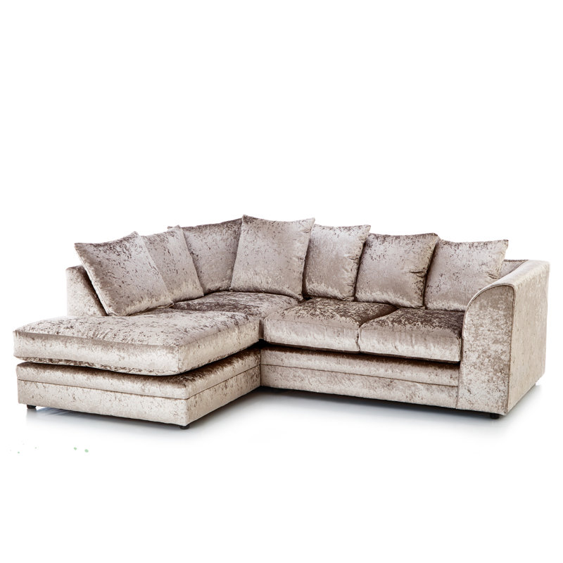 Romelia 3 Seater Velvet Sofa & Chaise, Left Hand Facing, Mink