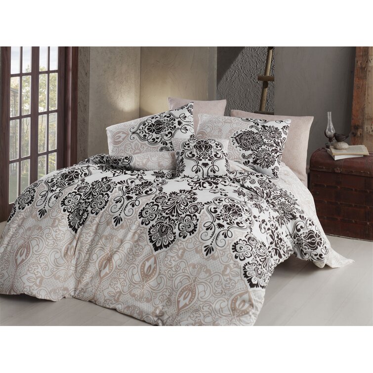 East Urban Home Cotton Damask Duvet Cover Set | Wayfair